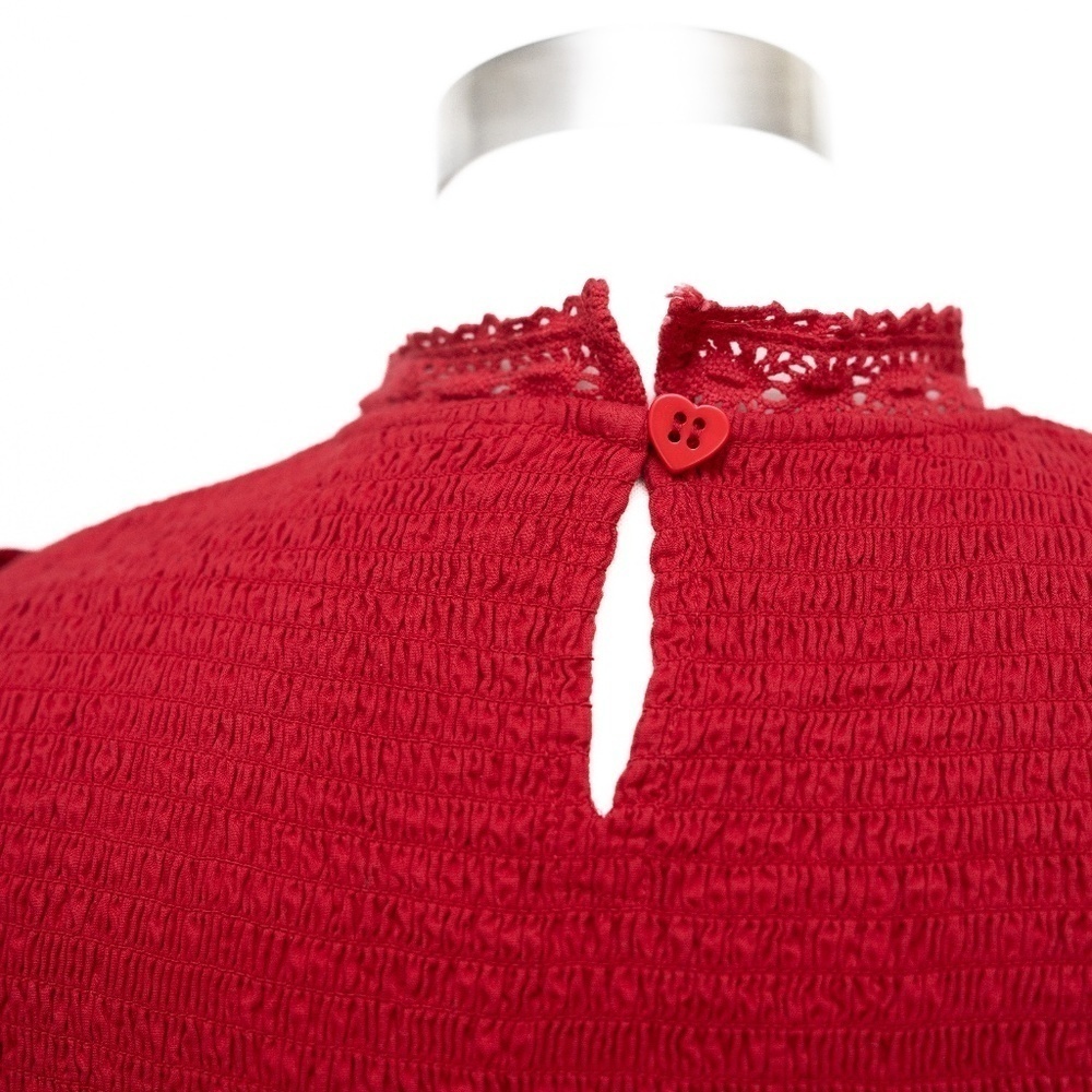 FARM Rio Red Ruffled Peasant Blouse - Picture 12 of 14